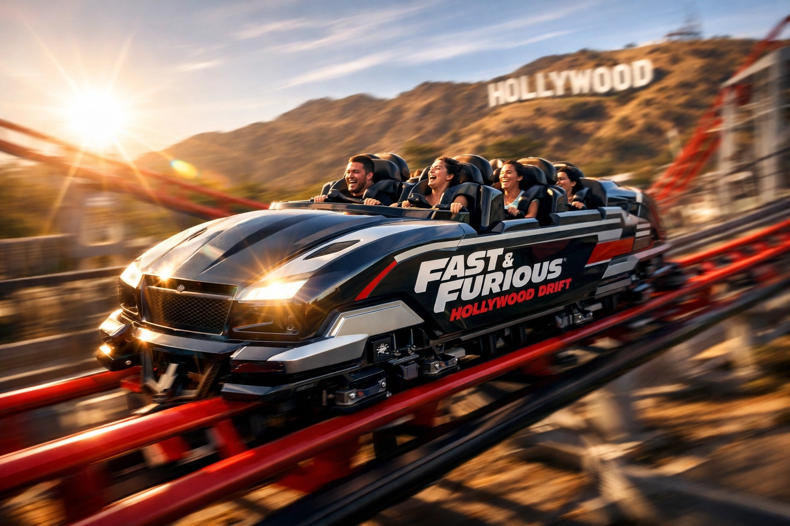 Universal Studios Hollywood Photography Guide 2026: Why Everyone Is Talking About These New Photo Spots 1 Fast & Furious Hollywood Drift roller coaster action shot at Universal Studios Hollywood, a top photo spot.