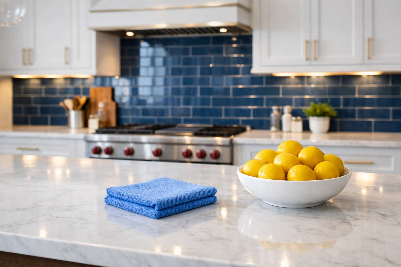 Spotless luxury kitchen in Wellesley, MA, showcasing professional residential cleaning services near me.