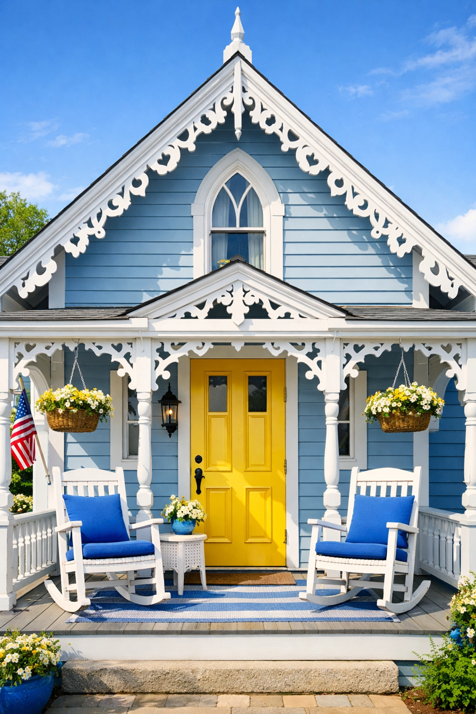 A tidy Oak Bluffs gingerbread cottage exterior reflecting clean island living for homeowners.