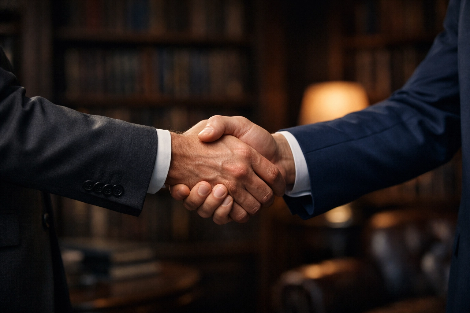 Professional handshake in an executive setting symbolizing a successful business transaction and trust in Mississippi.