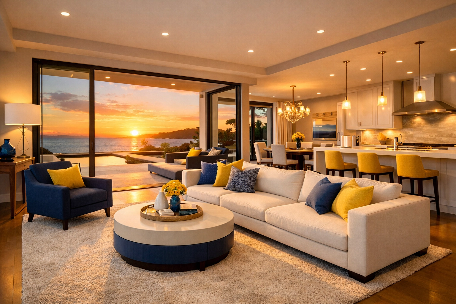 A clean, tranquil Montgomery home with dust-free surfaces and vacuumed rugs after a professional cleaning visit.