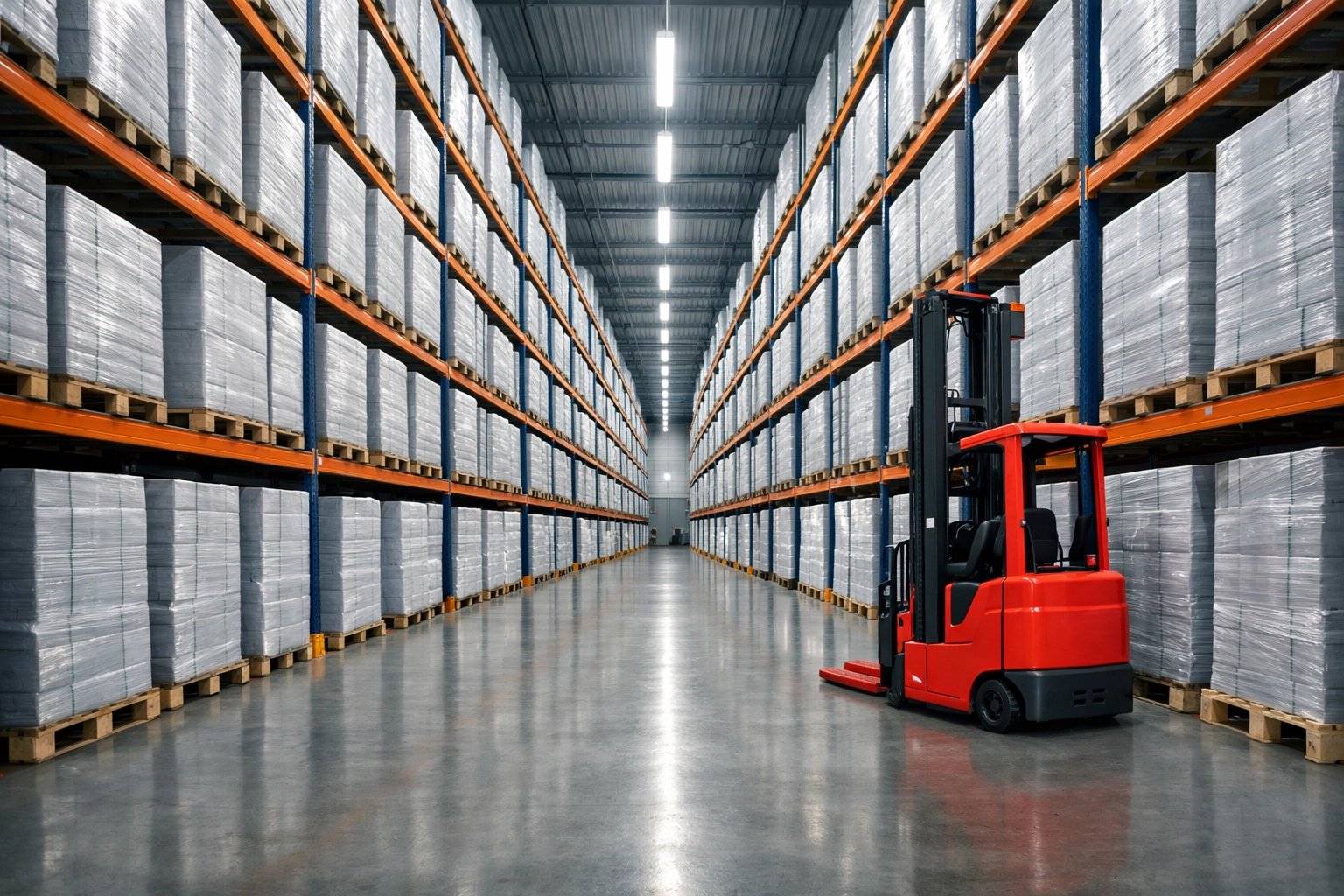 Modern warehouse and fulfilment facility with organized pallet storage for growing businesses.