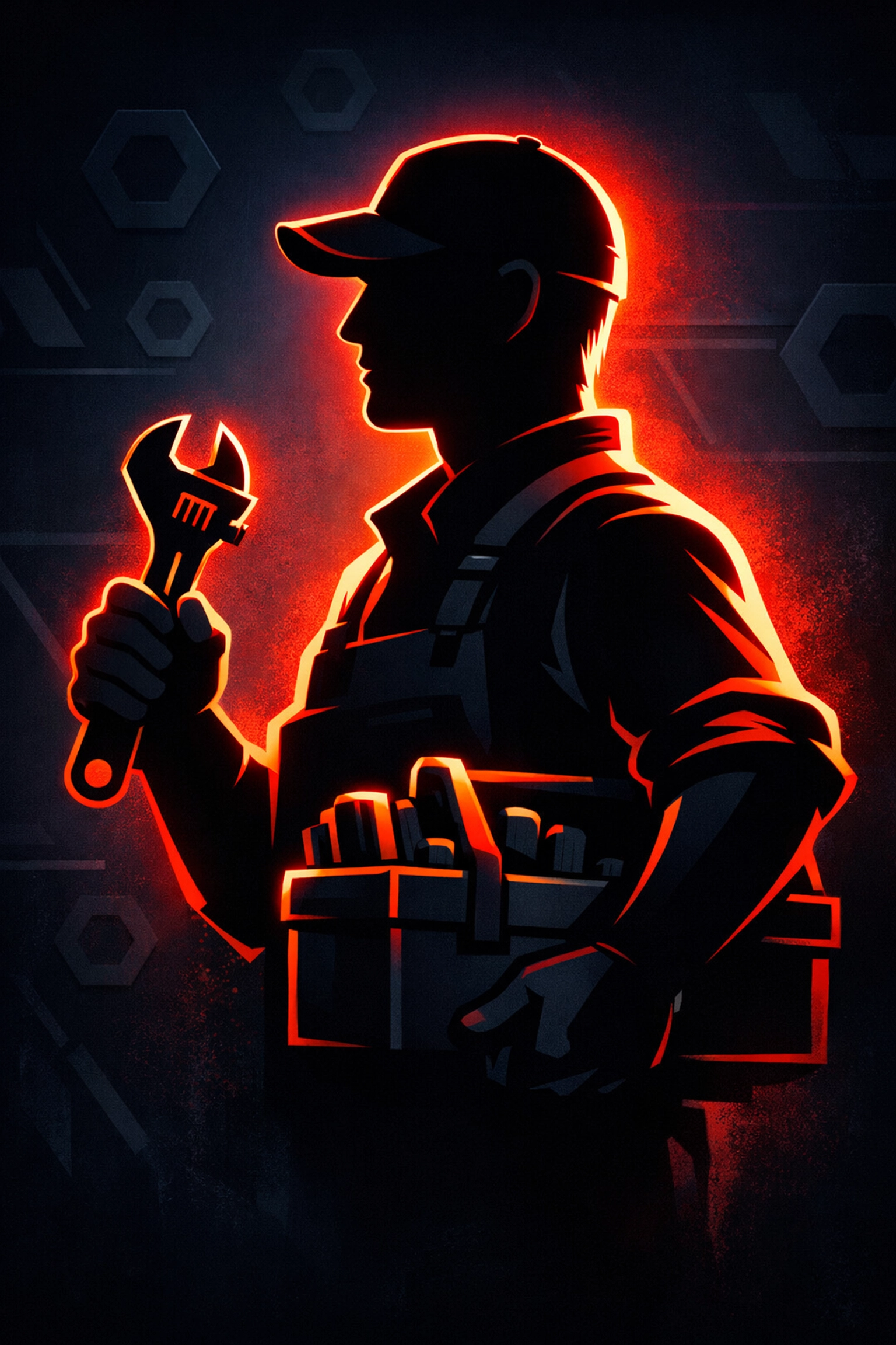 Illustration of a professional tradesperson with tools, emphasizing authentic branding for local trade companies.