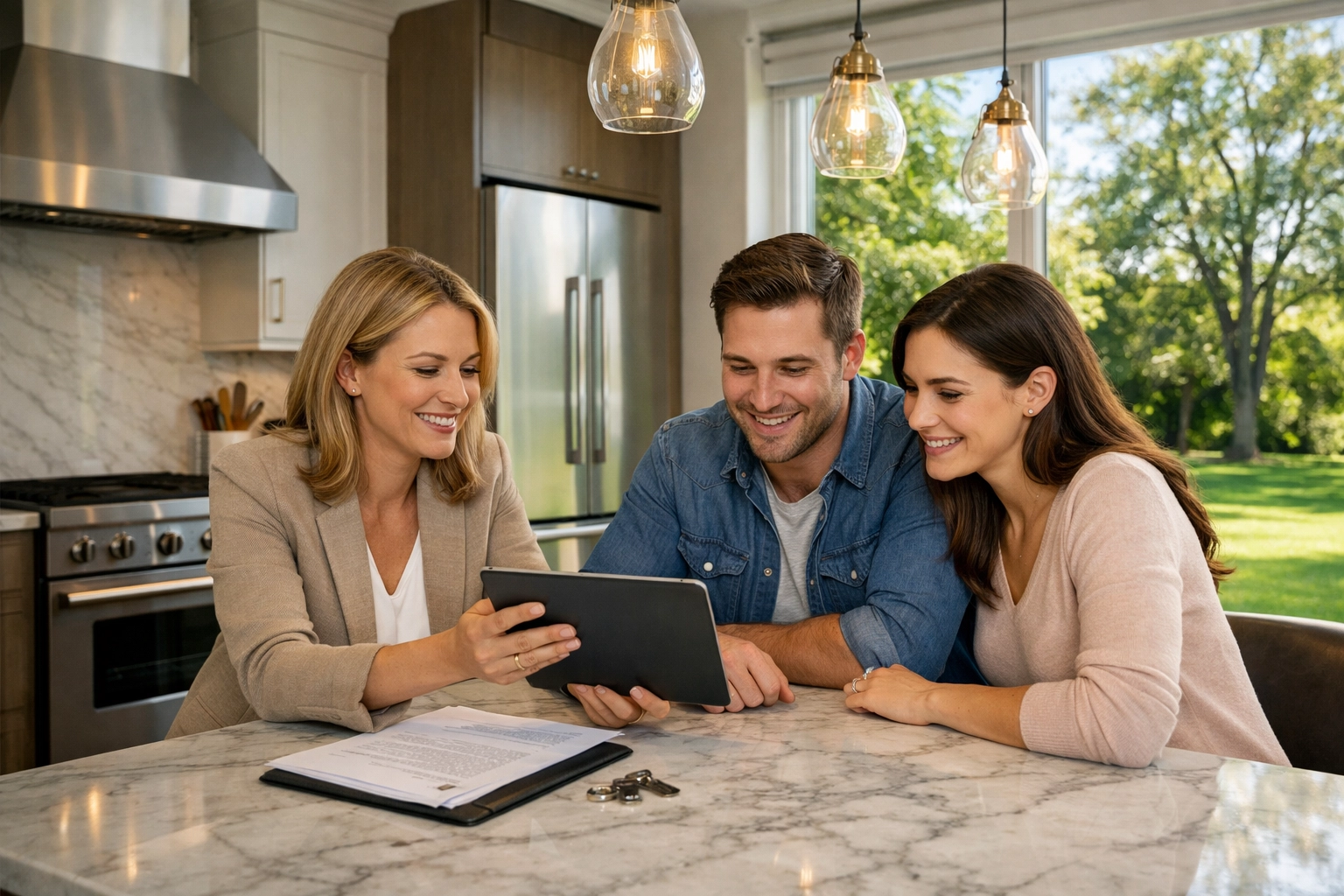 Russian speaking realtor in Toronto from Vitali Real Estate advising a couple on GTA home buying.