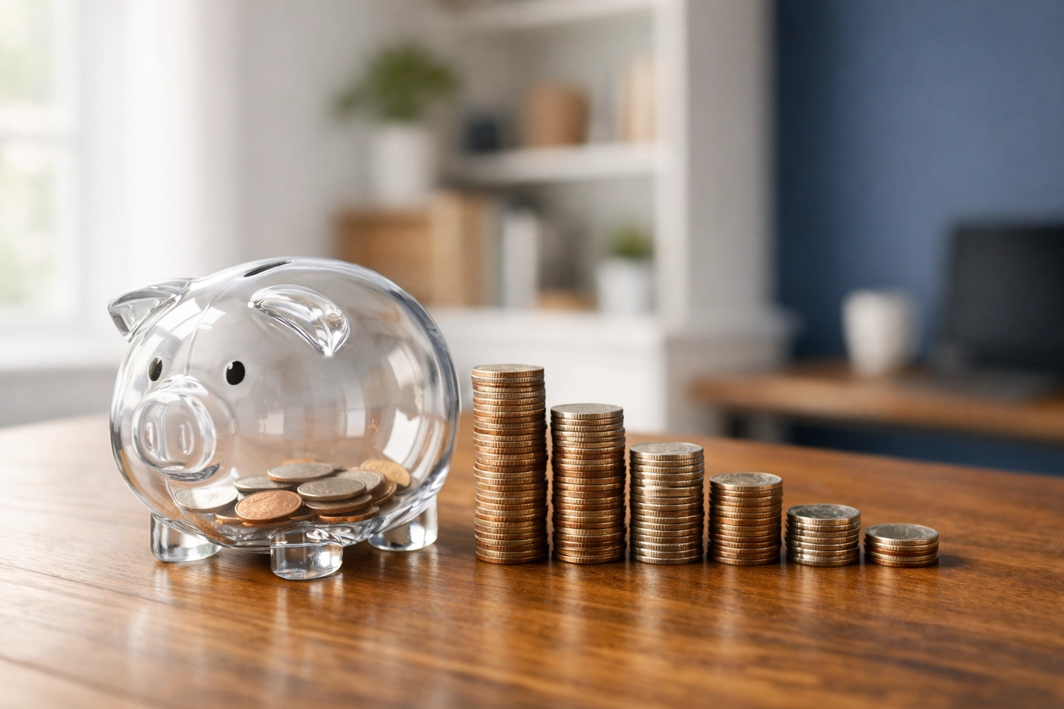 Piggy bank with coins illustrating credit builder loan savings growth