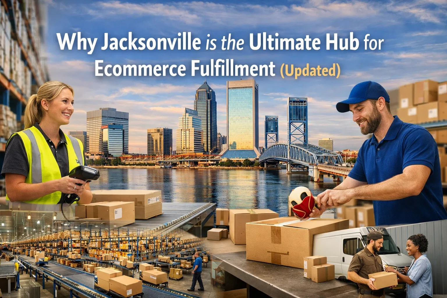 Jacksonville cityscape with warehouse and fulfillment operations