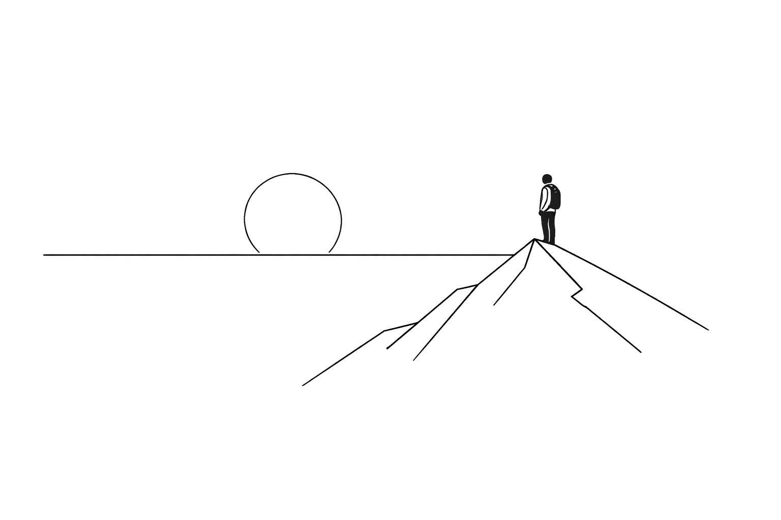 Minimalist line art of an owner envisioning a third act and personal readiness for a successful business exit.