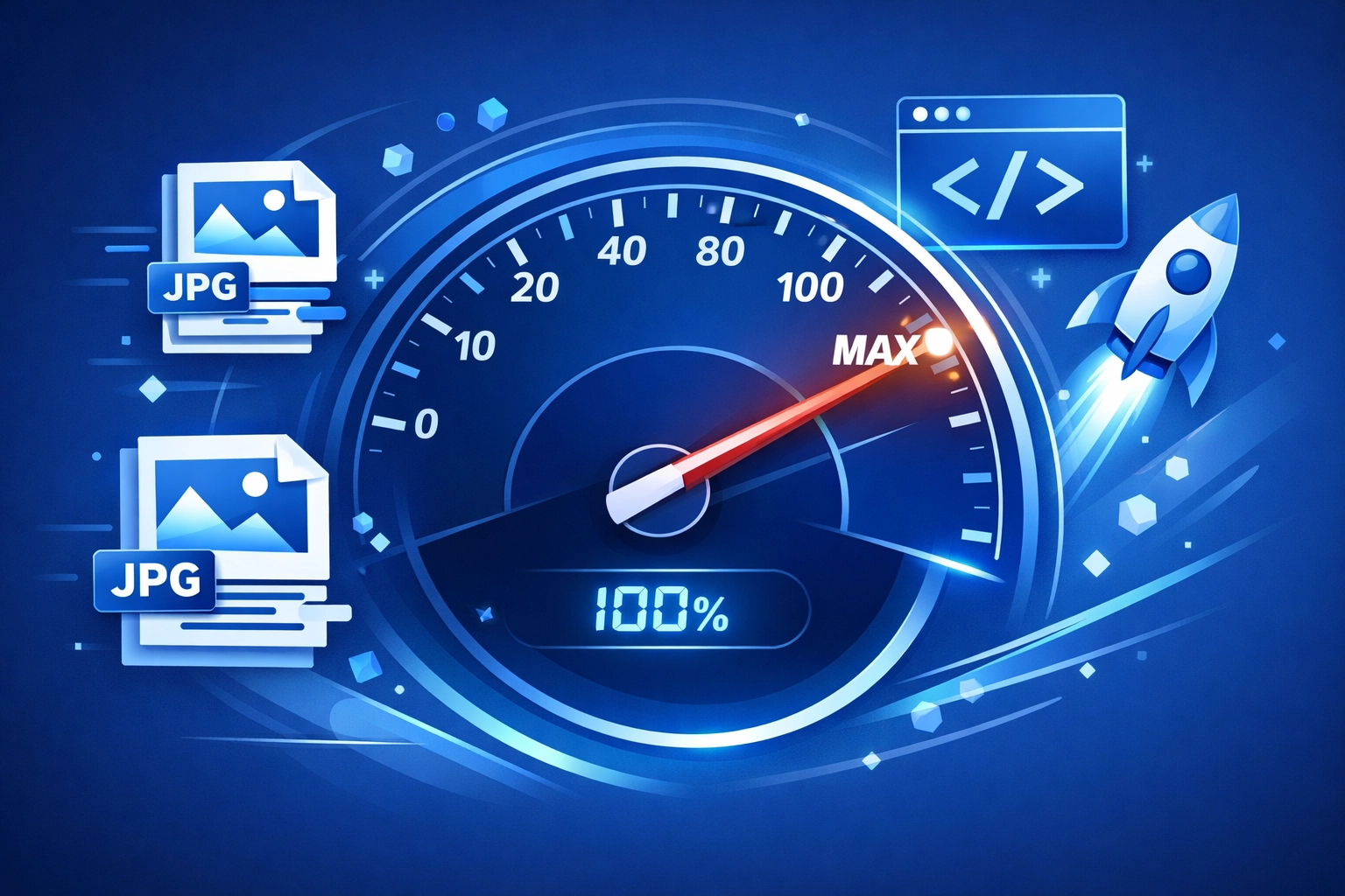 Website speed optimization dashboard with performance metrics for fast loading