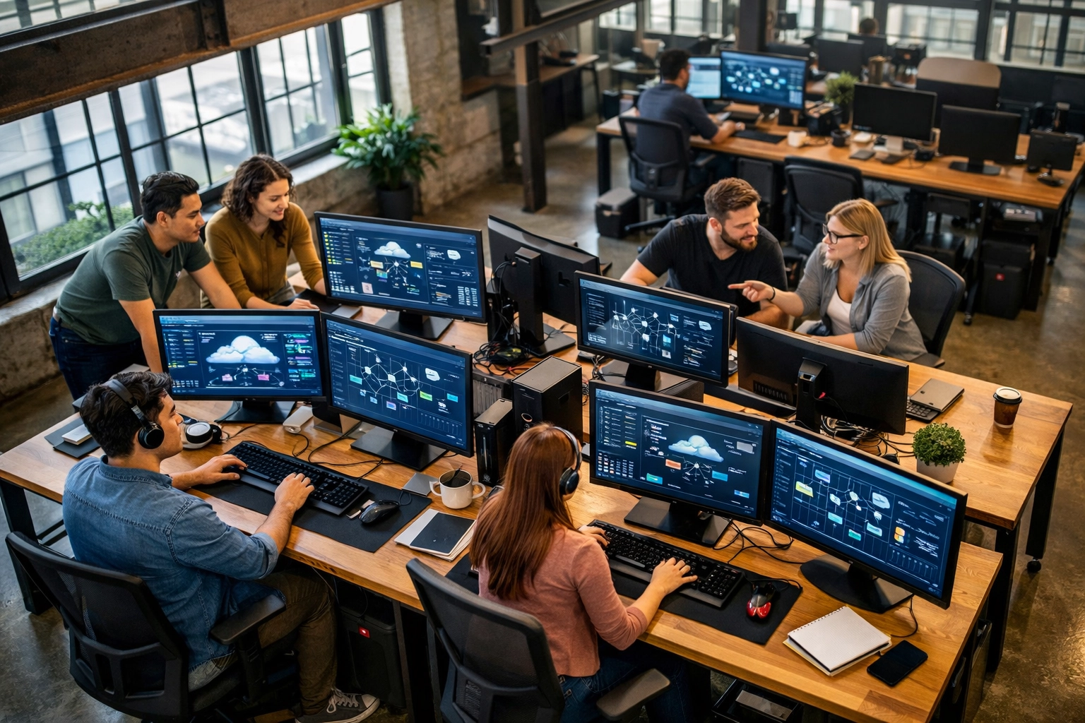 Modern distributed workforce development facility with cloud infrastructure training workstations