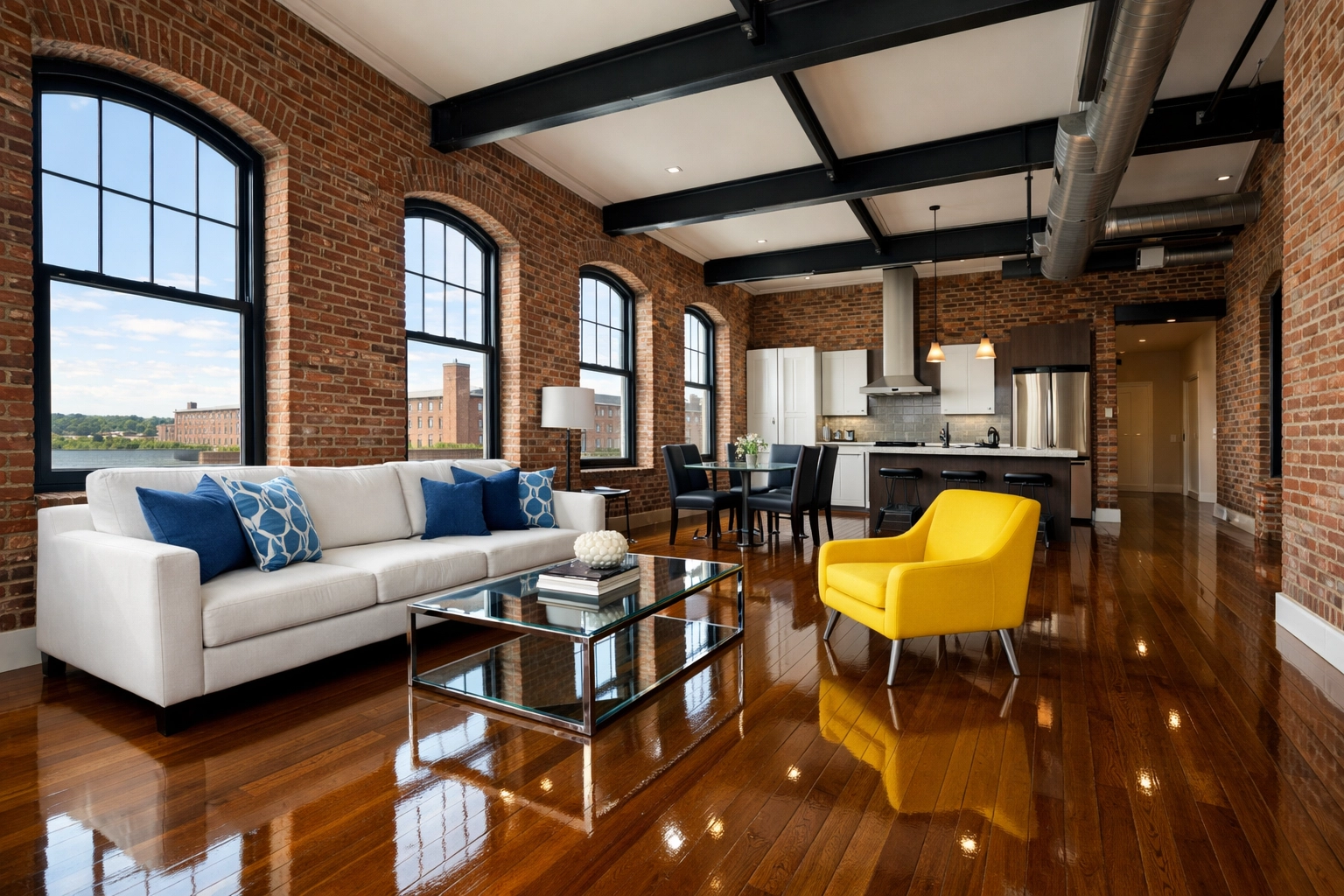 A spotless Lowell MA home after a professional deep cleaning service showing a decluttered living space.