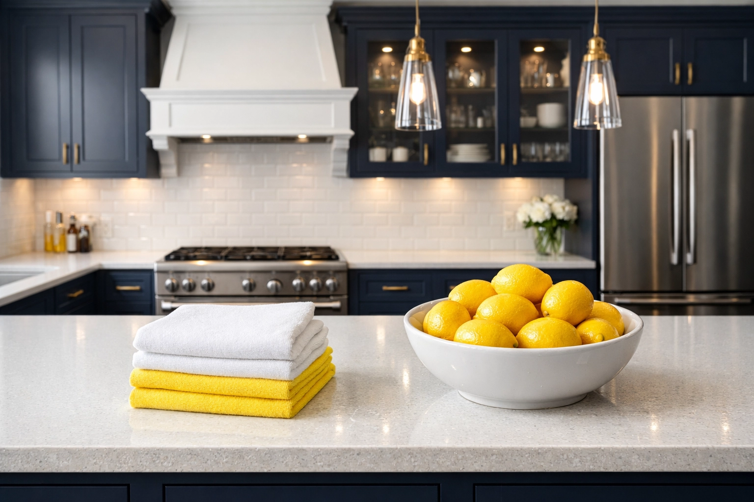 Luxury kitchen sanitized by a professional house cleaning Cambridge MA service provider.