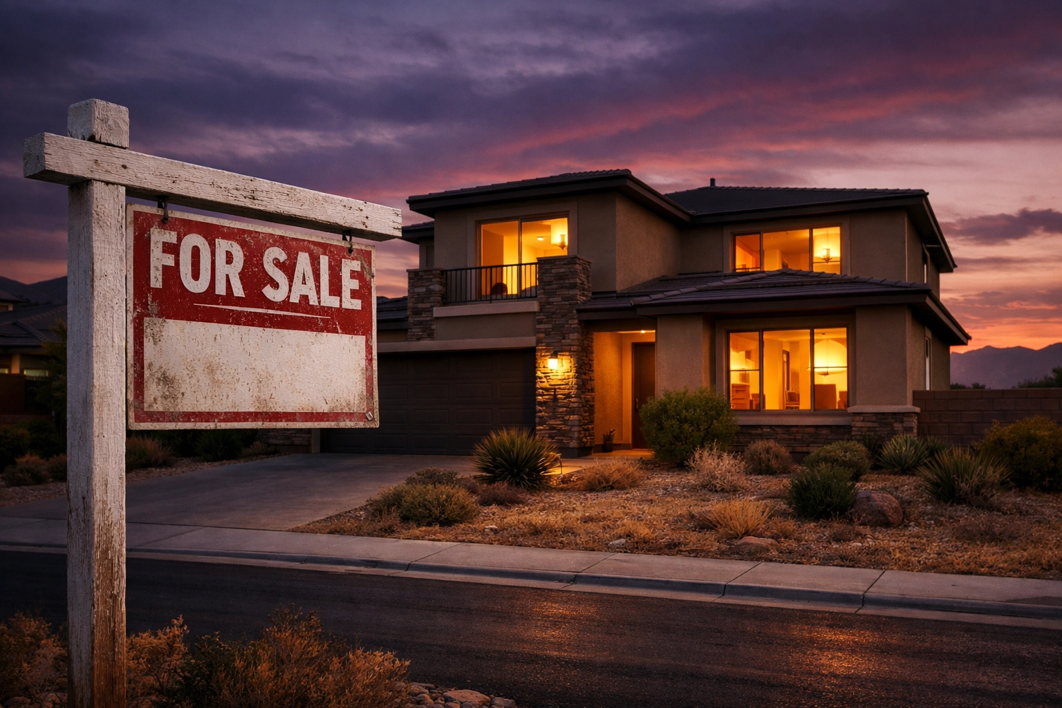 Las Vegas home with weathered for sale sign showing expired listing challenge