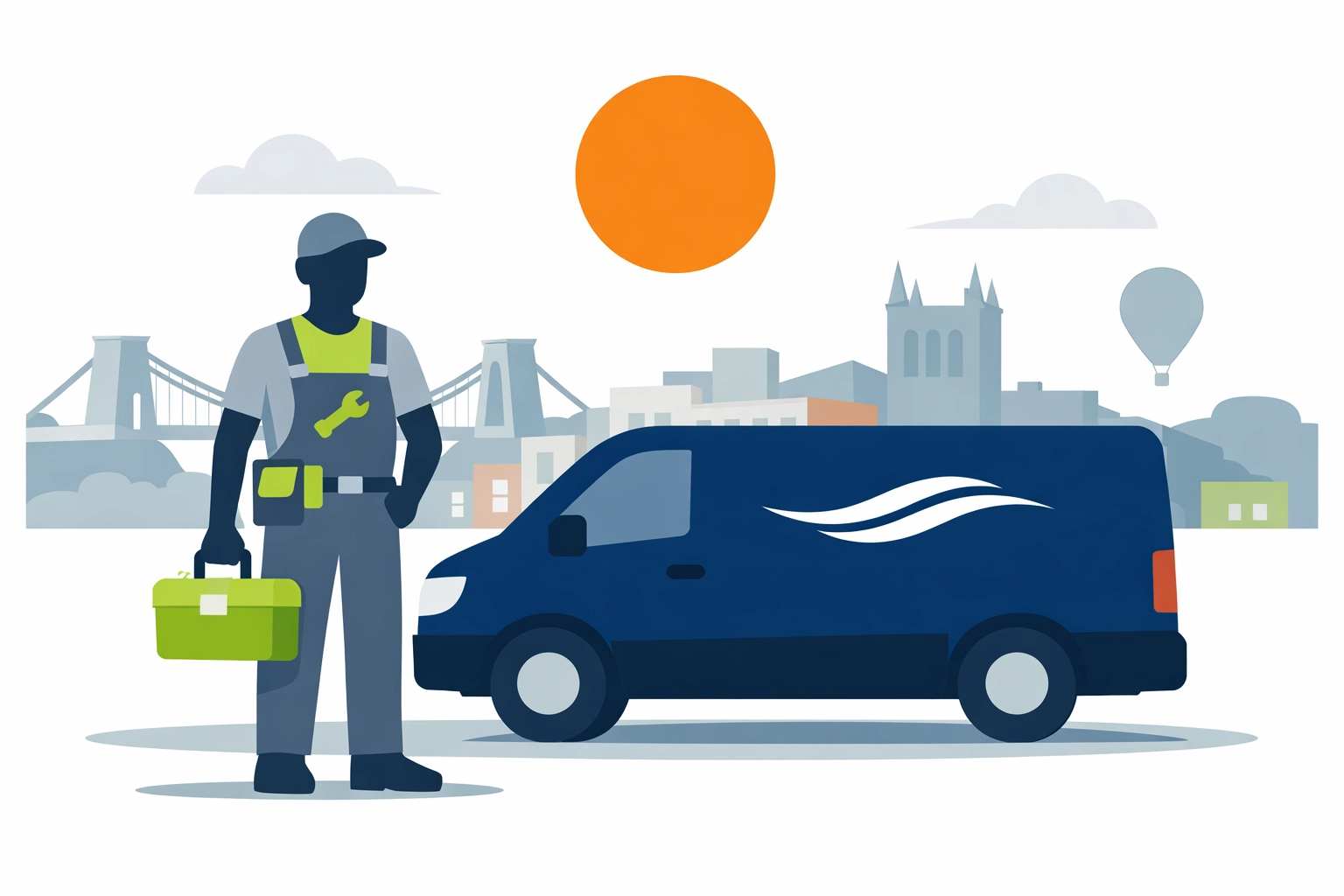 Reliable locksmith near me arriving in a professional service van in Bristol.