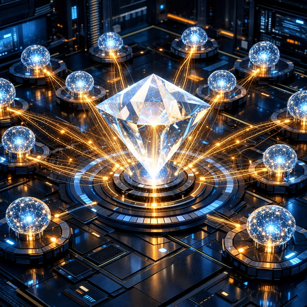 A digital network representing AI sports betting consensus and 80% Club analytics for NBA and NHL picks.