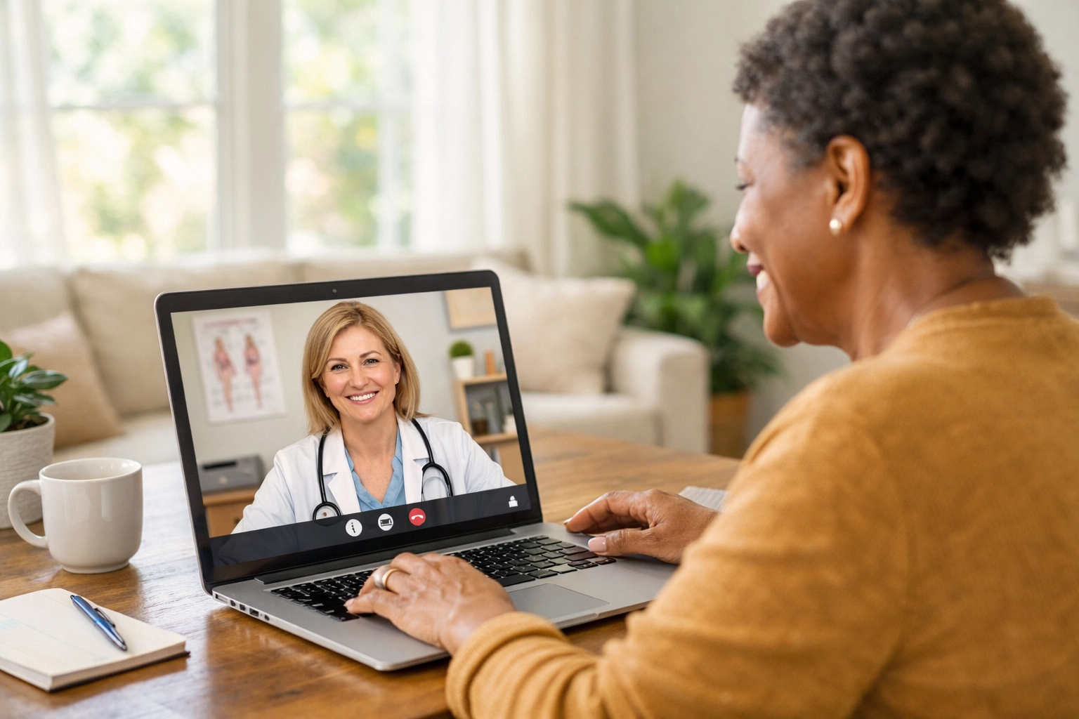 Patient consulting with licensed California provider via telehealth for tirzepatide evaluation