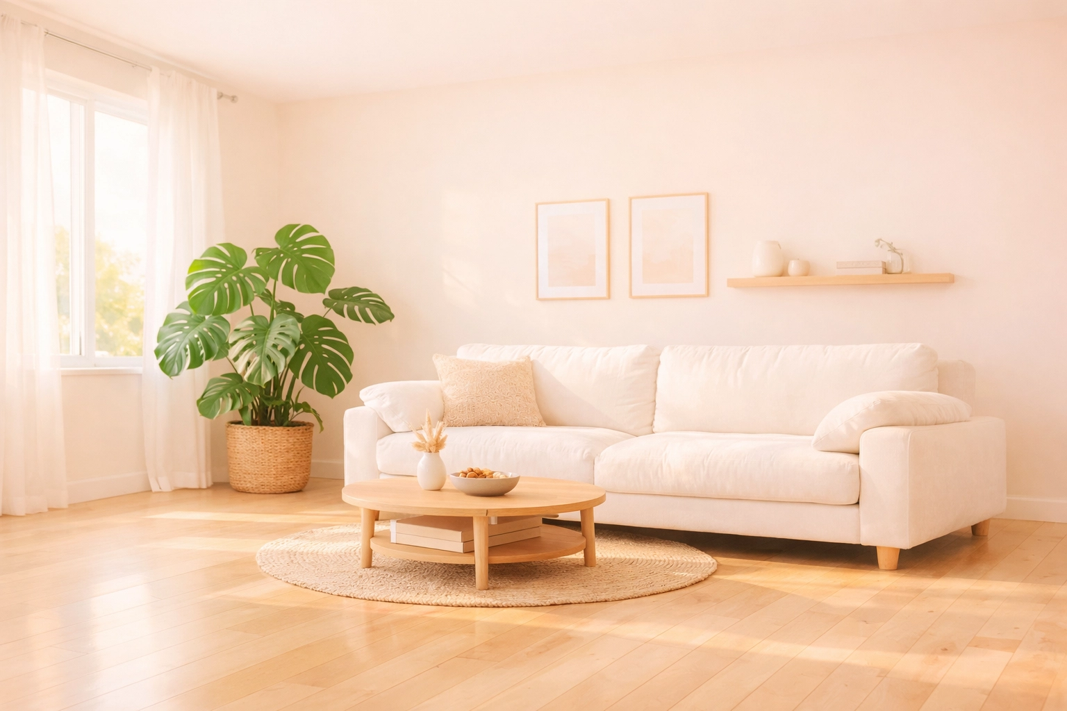 Spotless sun-drenched living room showcasing professional house cleaning Cedar Falls.