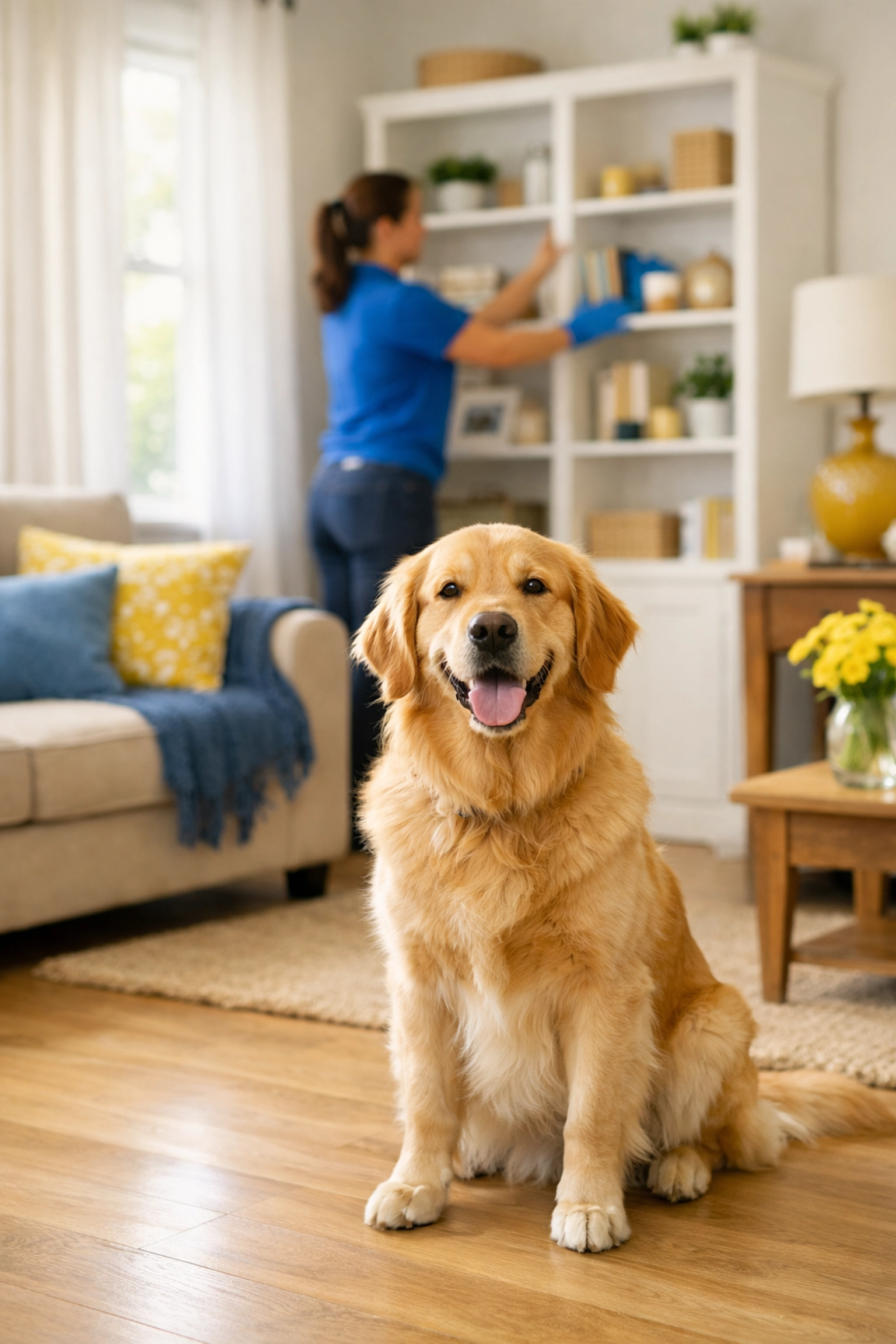 Pet-friendly house cleaning service in Burlington using eco-friendly products safe for dogs and cats.