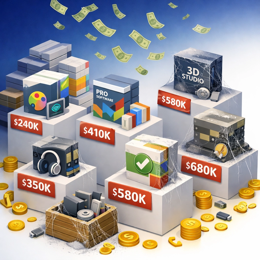 Unused software licenses representing $240K-$680K annual waste without proper ITAM integration