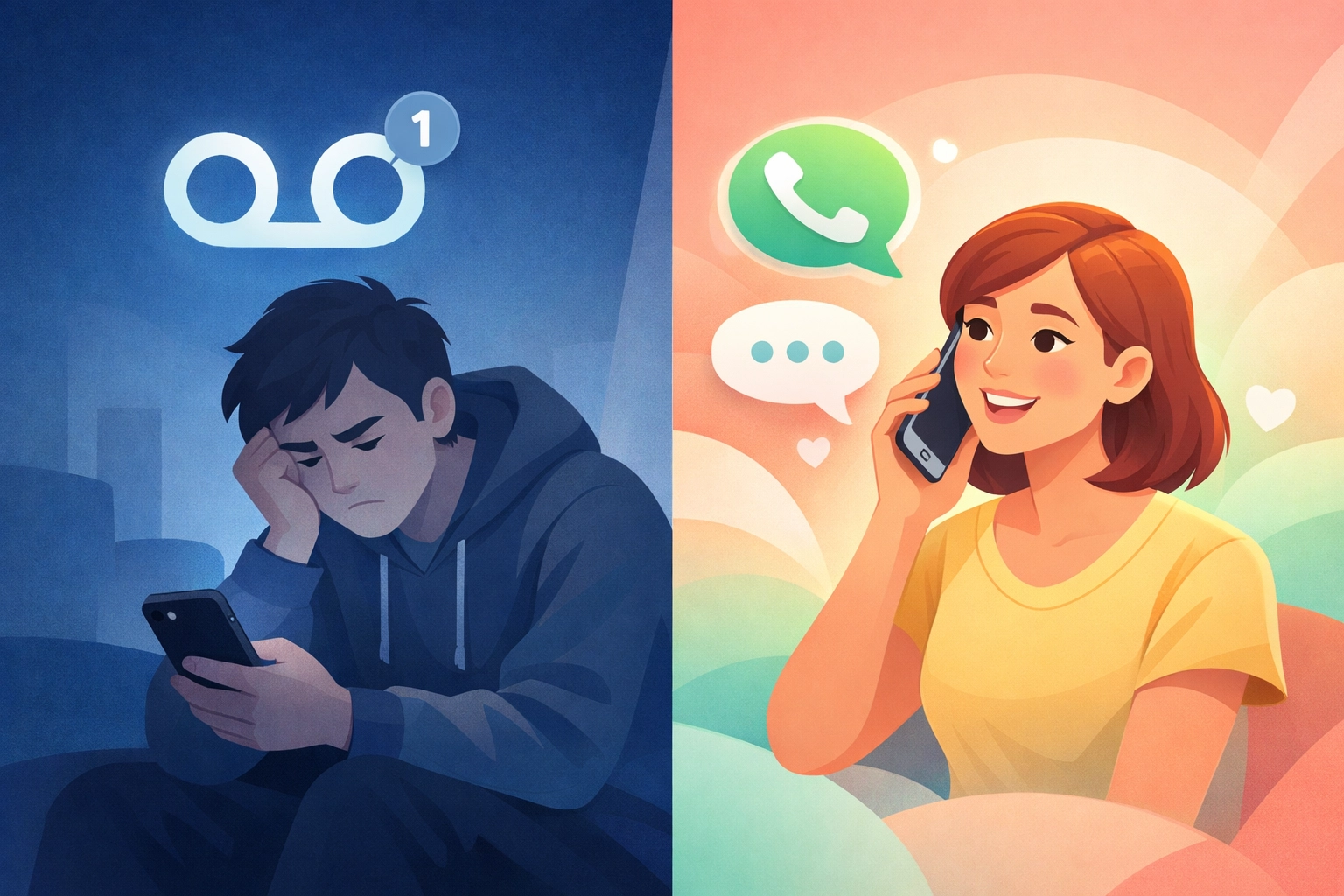 Comparison of voicemail frustration versus AI phone answering service engagement