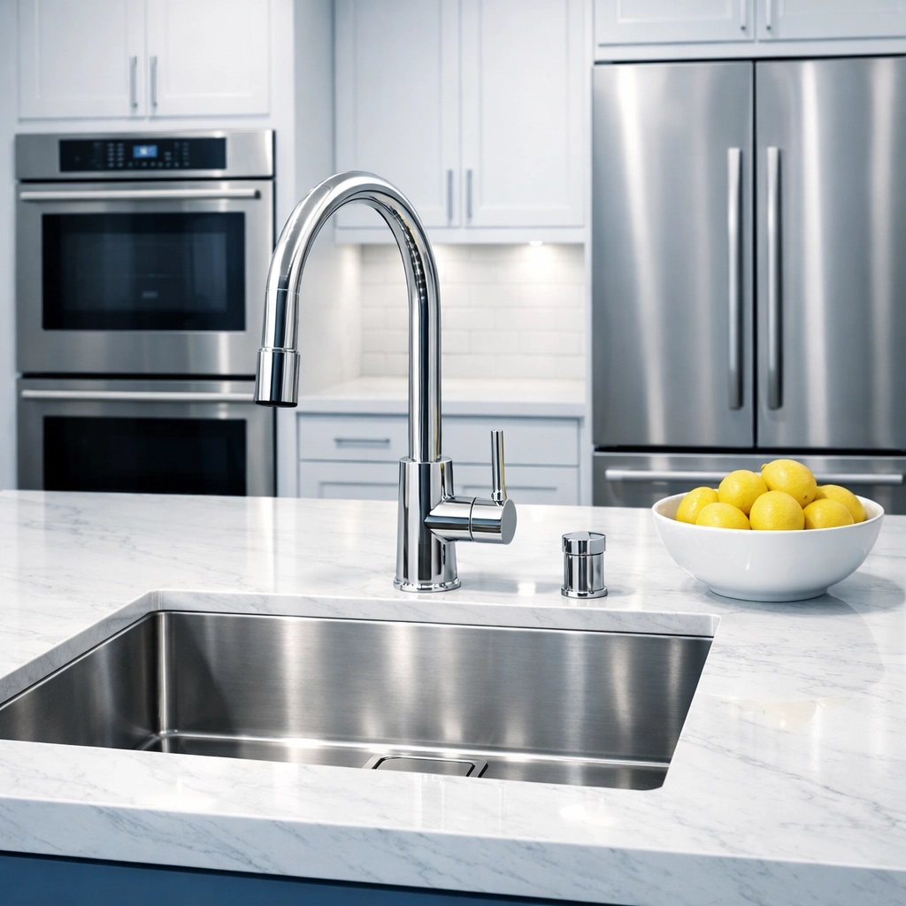 A sparkling clean modern kitchen with polished surfaces after a professional Boston move-out cleaning.