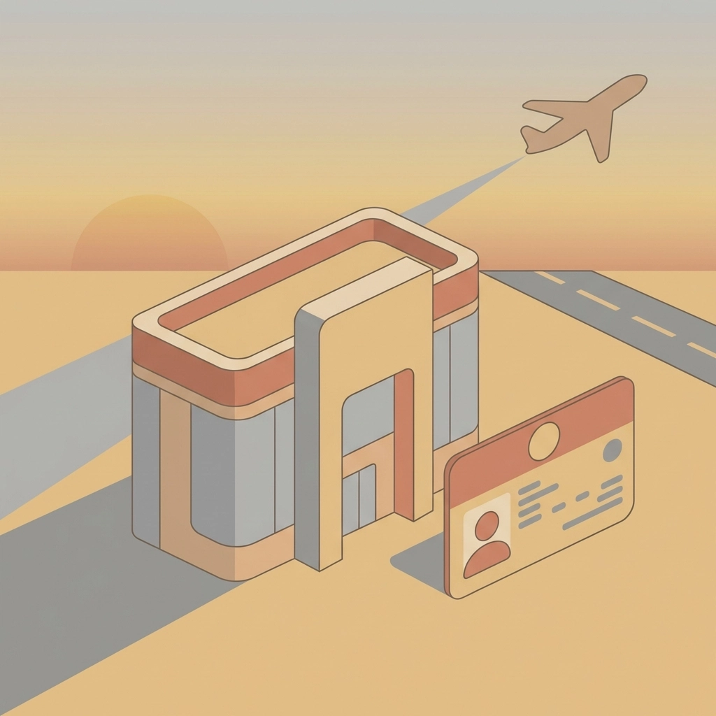 Modern Dubai bank building and UAE residency card, representing corporate account opening and investor visa steps