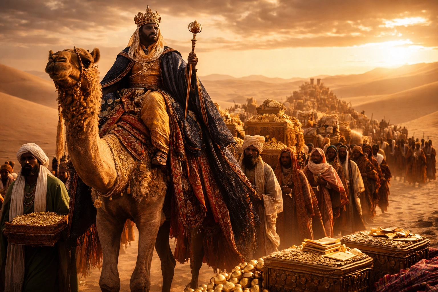 The Journey of Excellence: From Kemet to 2026 Mansa Musa leads a lavish gold-laden caravan across the Sahara, highlighting Mali's wealth and historical Black achievement.