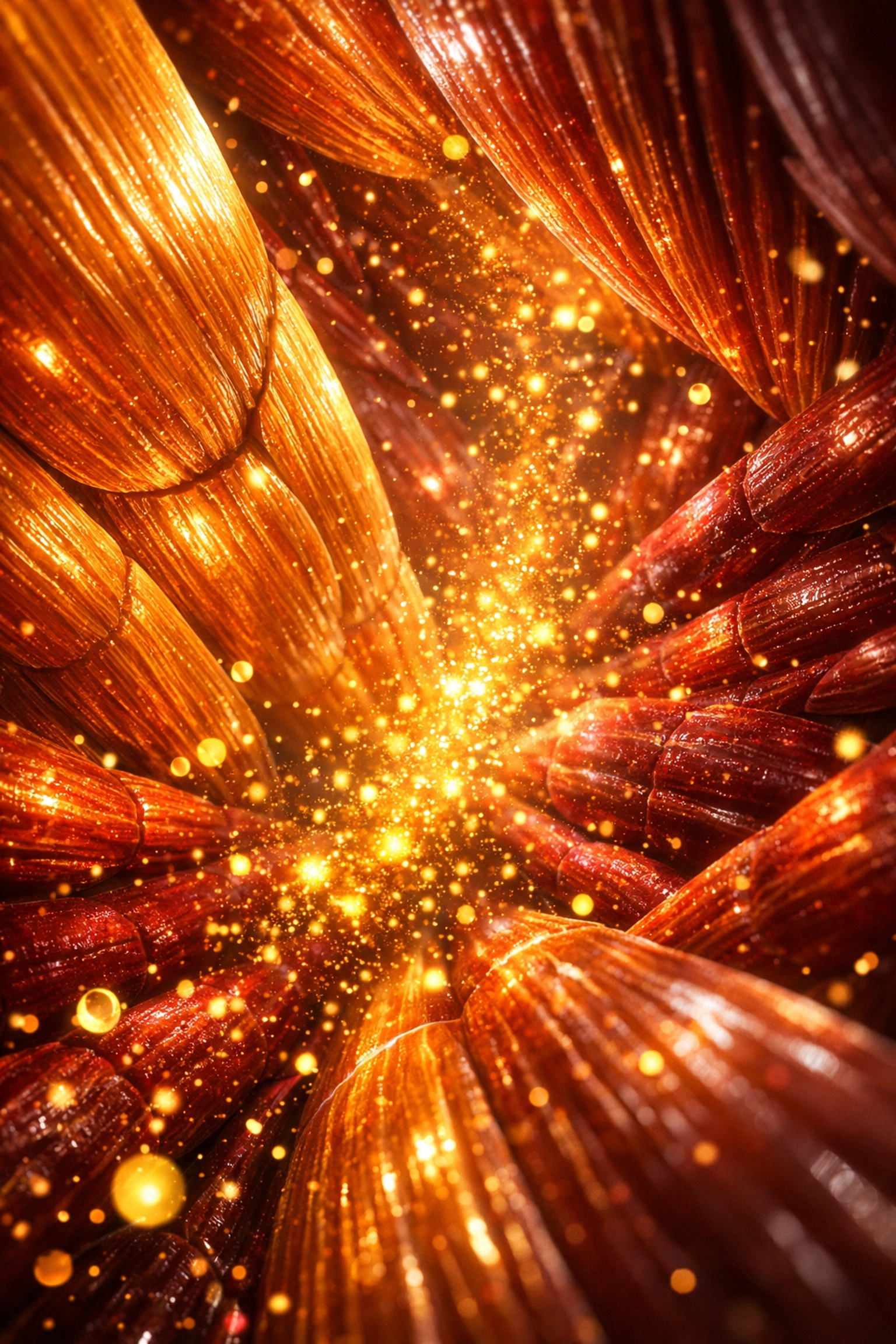 Internal view of muscle fibers and growth hormone release triggered by blood flow restriction training.