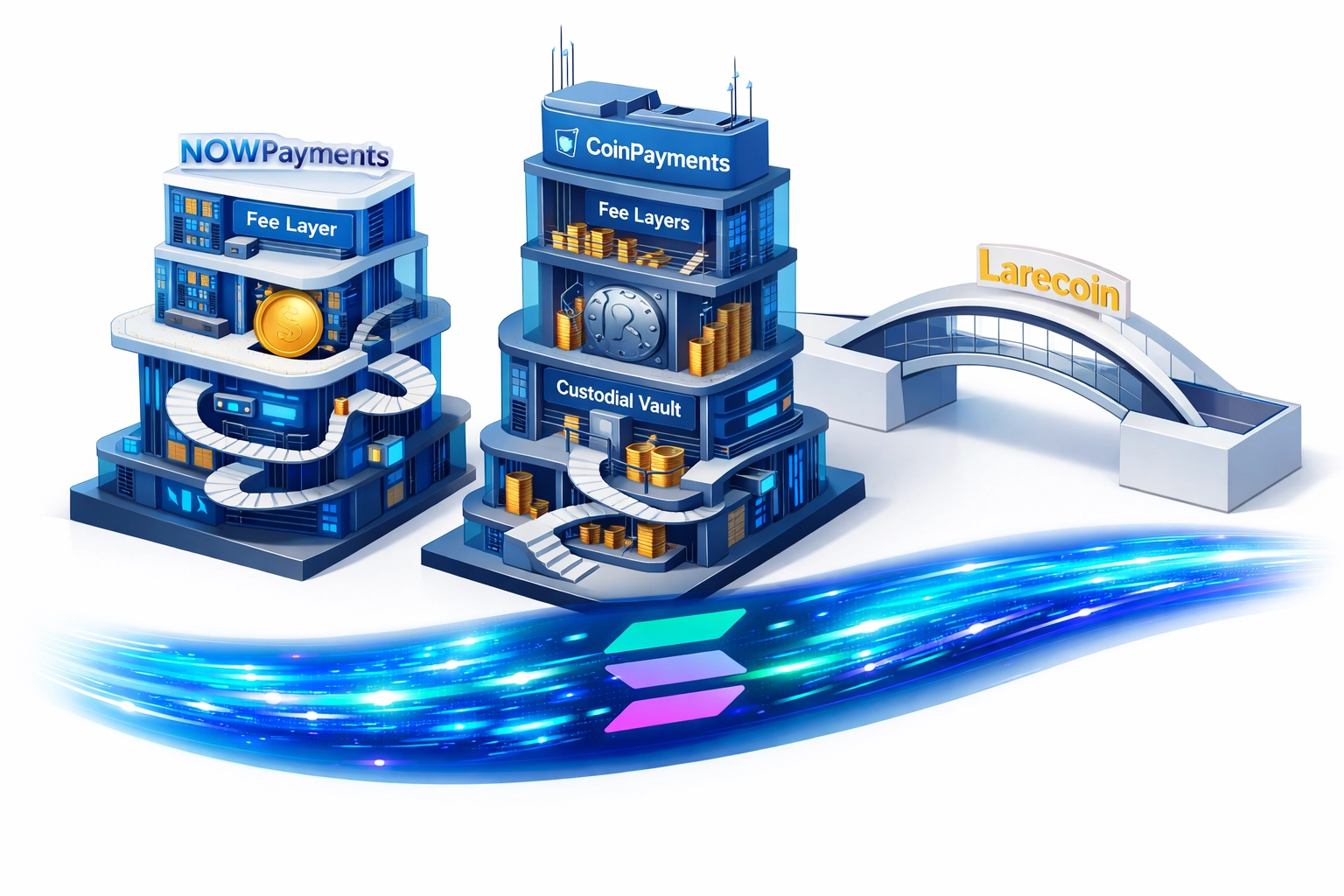 Larecoin non-custodial payment architecture versus custodial processors