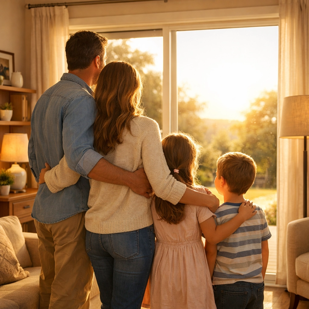 A family enjoys housing stability and peace of mind through New Jersey family assistance programs.