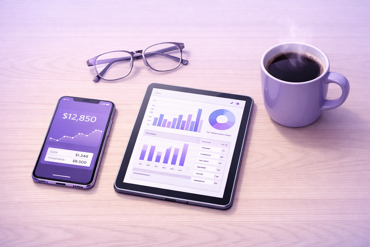 Comparing online lenders for a bad credit loan in Canada using a smartphone and tablet on a clean desk.