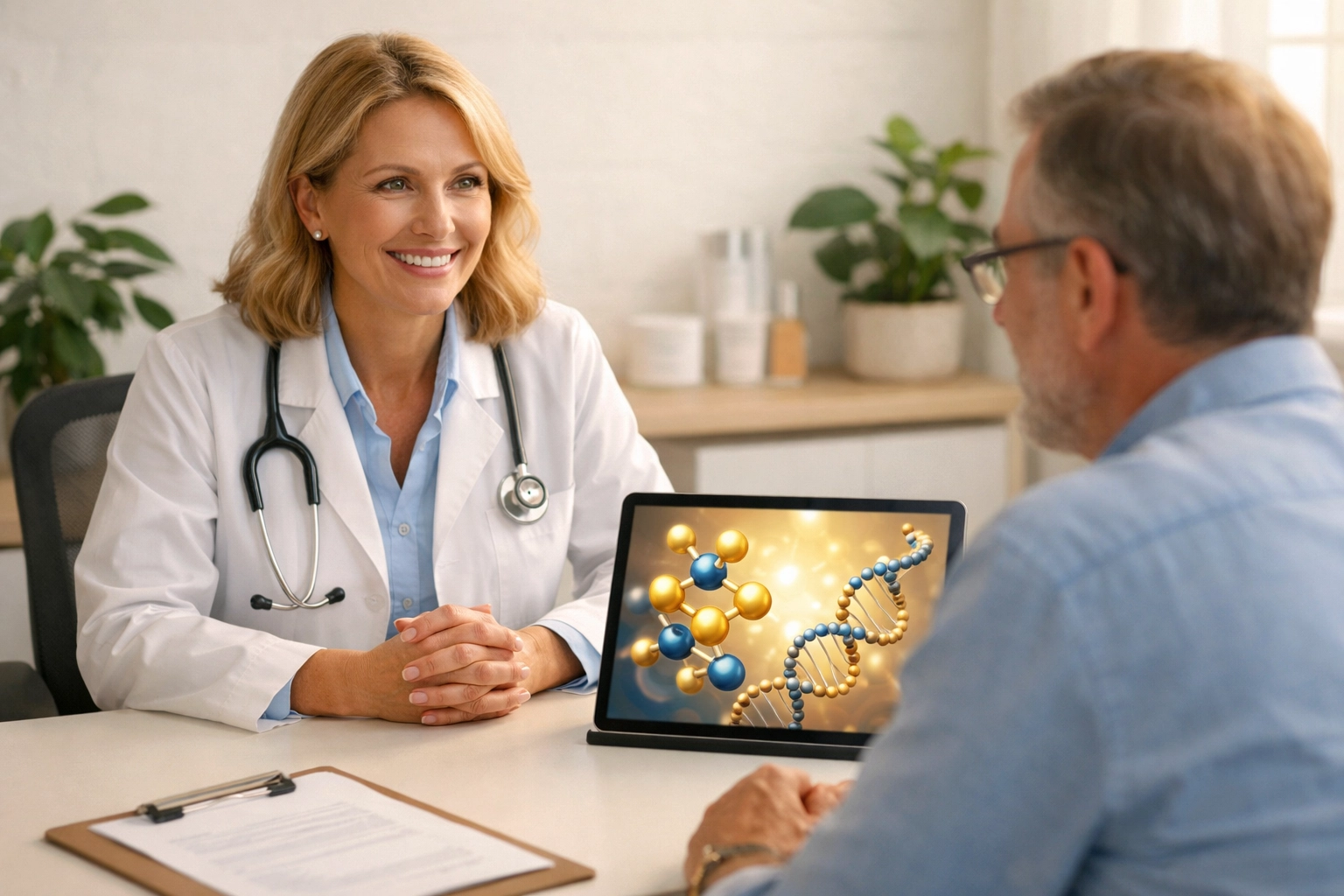 Medical provider consulting with patient about peptide therapy options in Las Vegas