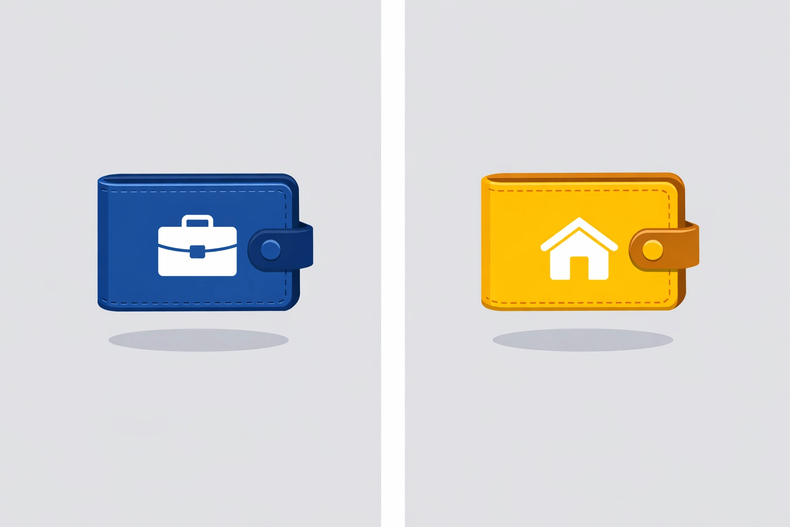 Illustration of separate wallets for business and personal funds to simplify small business tax preparation.