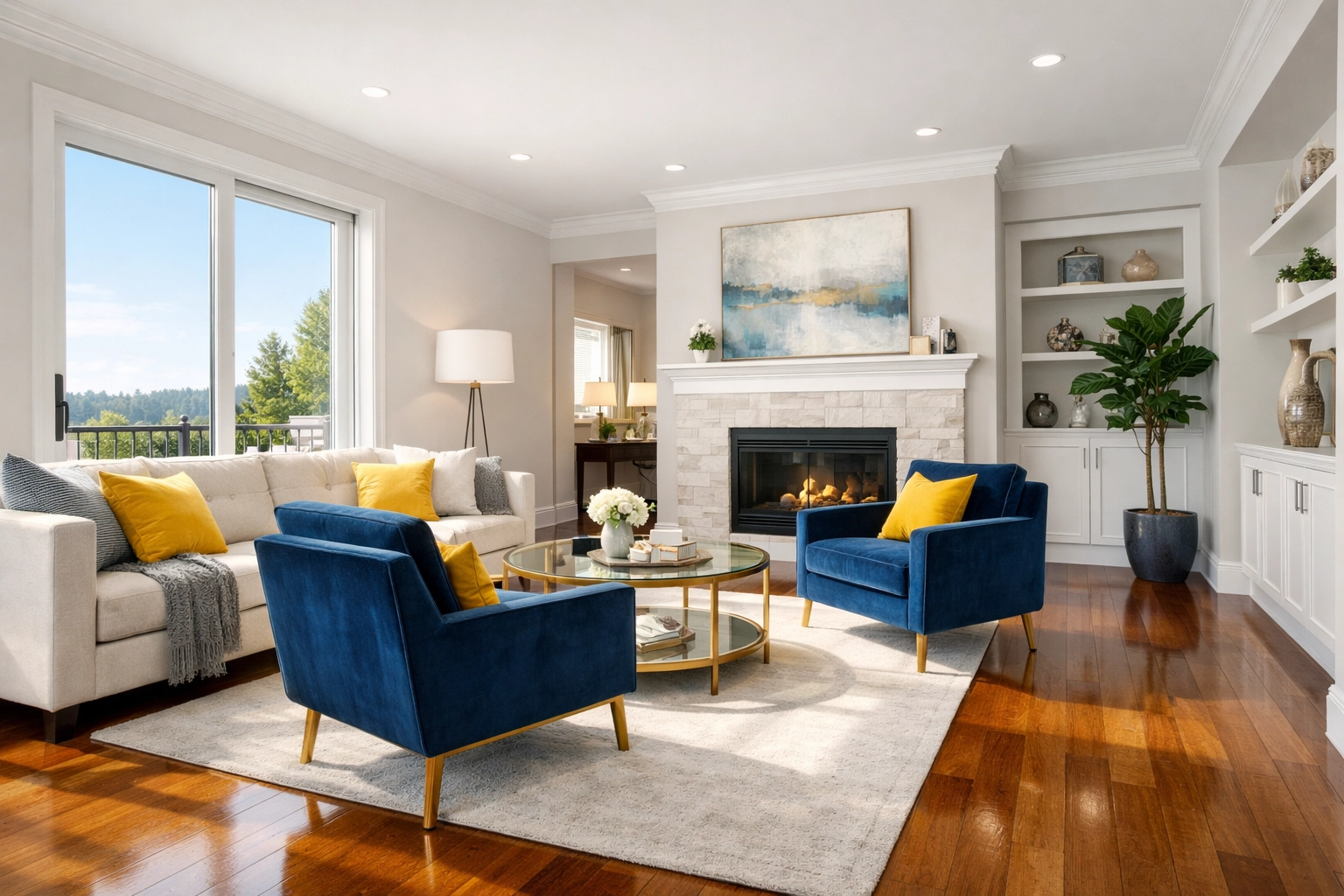 Immaculate living room showcasing the benefits of Weekly House Cleaning Auburn MA for a stress-free home.