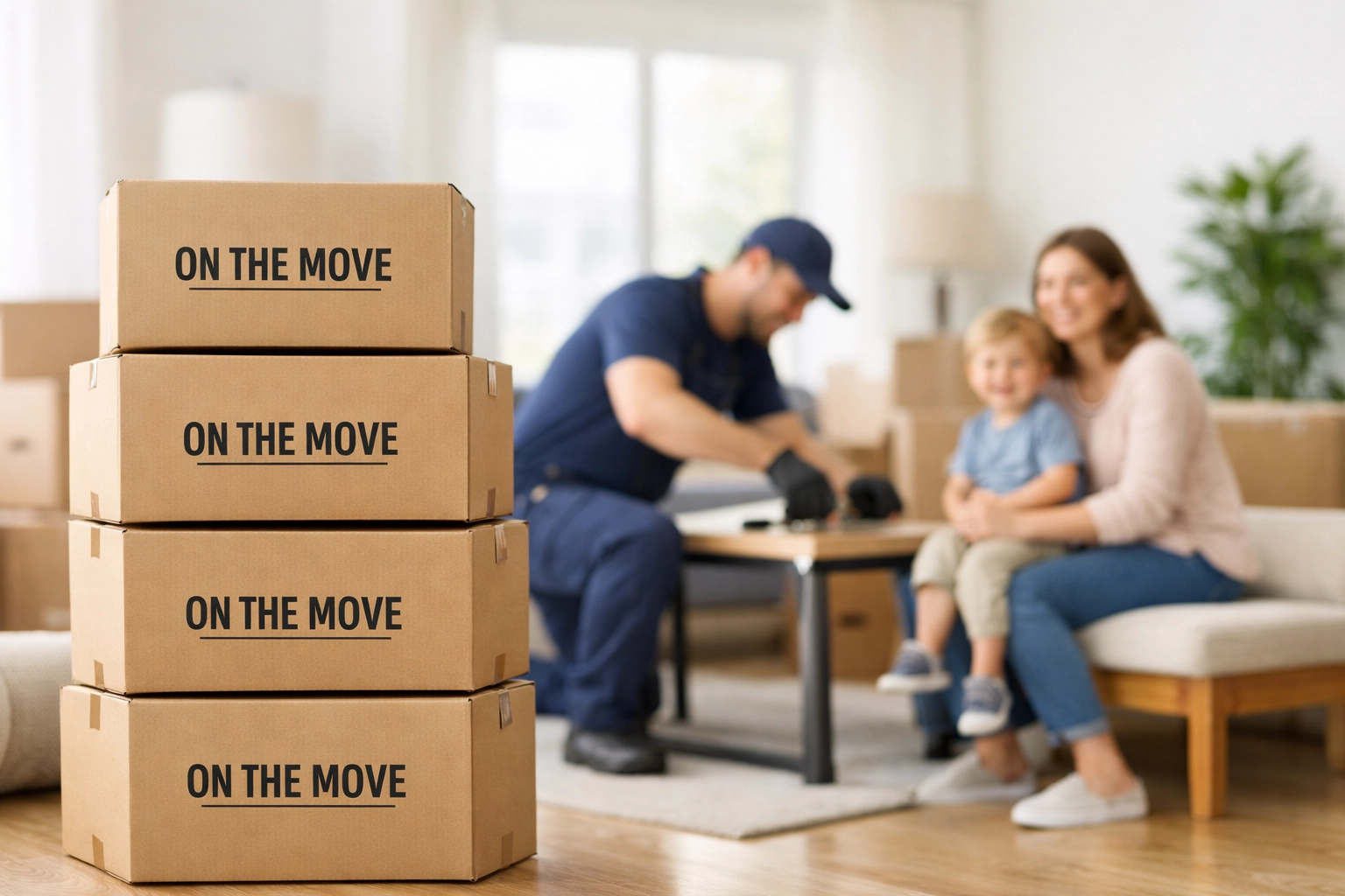 On The Move professional movers handling furniture assembly and boxes during a residential move in Whitby.