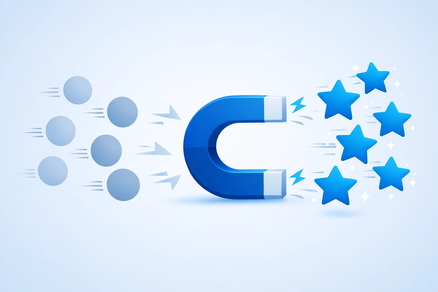 A magnet graphic representing how focused ad copy attracts ideal customers while filtering out bad clicks.