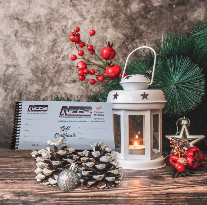 Northeast Farm Sales & Service gift certificate book holiday display