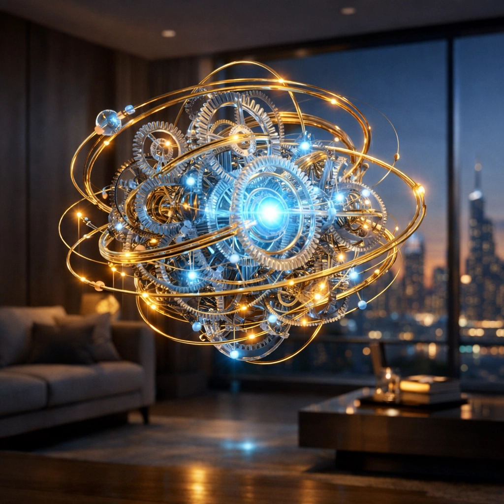 A glowing, intricate clockwork mechanism symbolizing an automated financial engine for building long-term wealth.