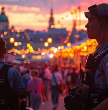 Event Security bei Sonnenuntergang in Wien