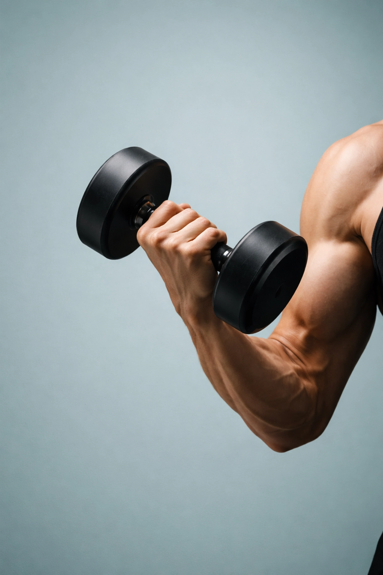 Close-up of an arm lifting a dumbbell, highlighting resistance training for muscle support on GLP-1