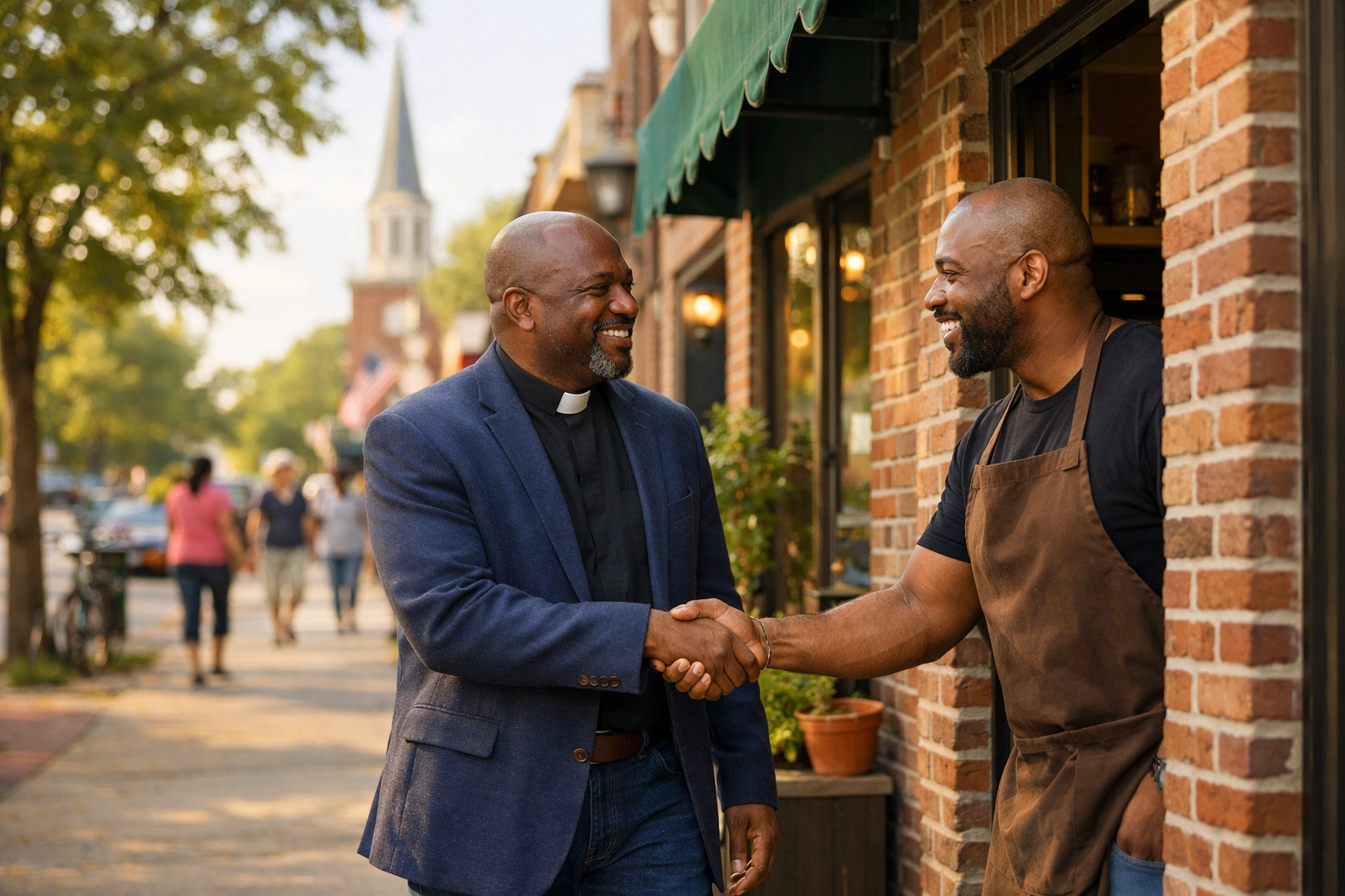 A pastor and local business owner partnering for local economic reinvestment in the neighborhood.