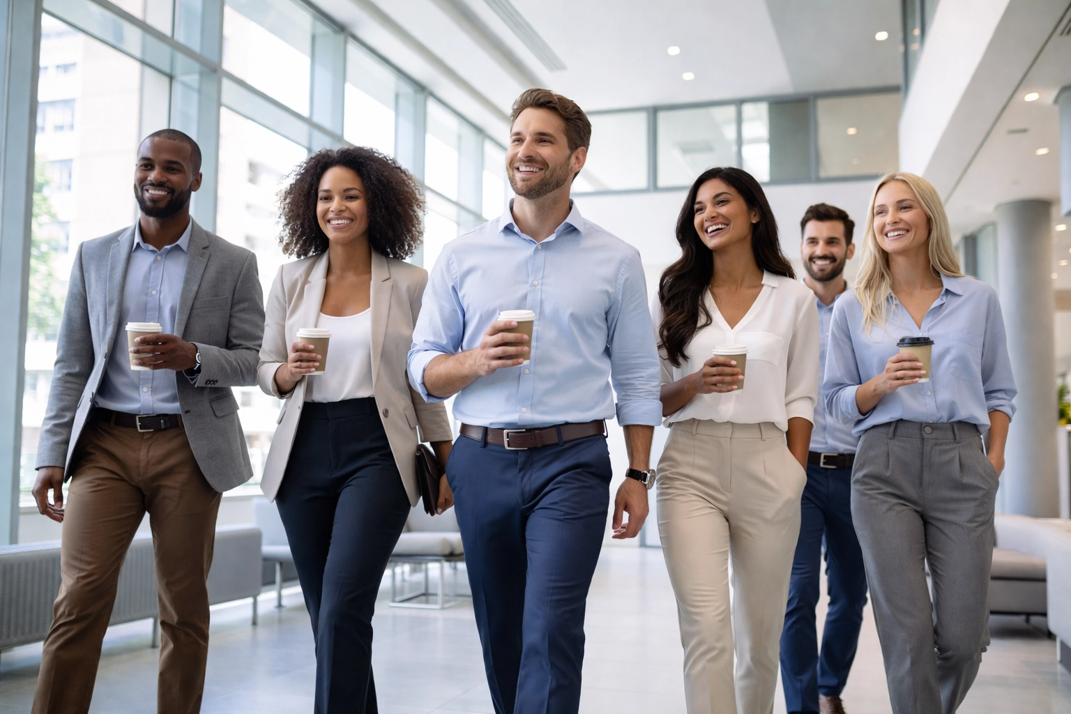 Satisfied employees reflecting positive workplace culture from personalized benefits counseling support