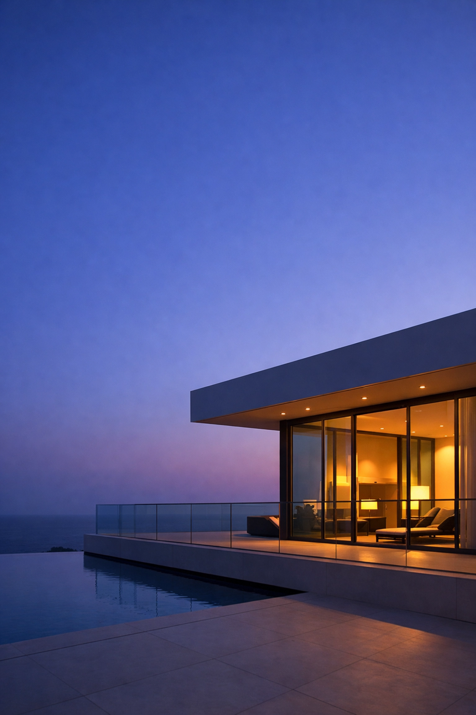 Smart hotel architecture at night representing AI-driven revenue management and pricing.