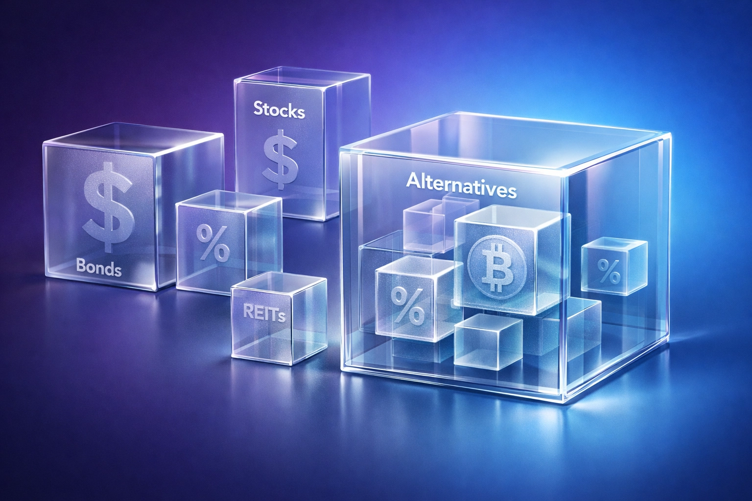 Modern portfolio allocation structure with alternatives and Bitcoin diversification