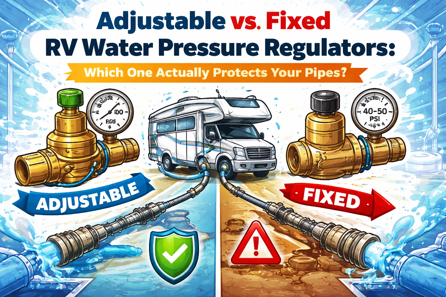 [HERO] Adjustable vs. Fixed RV Water Pressure Regulators: Which One Actually Protects Your Pipes?
