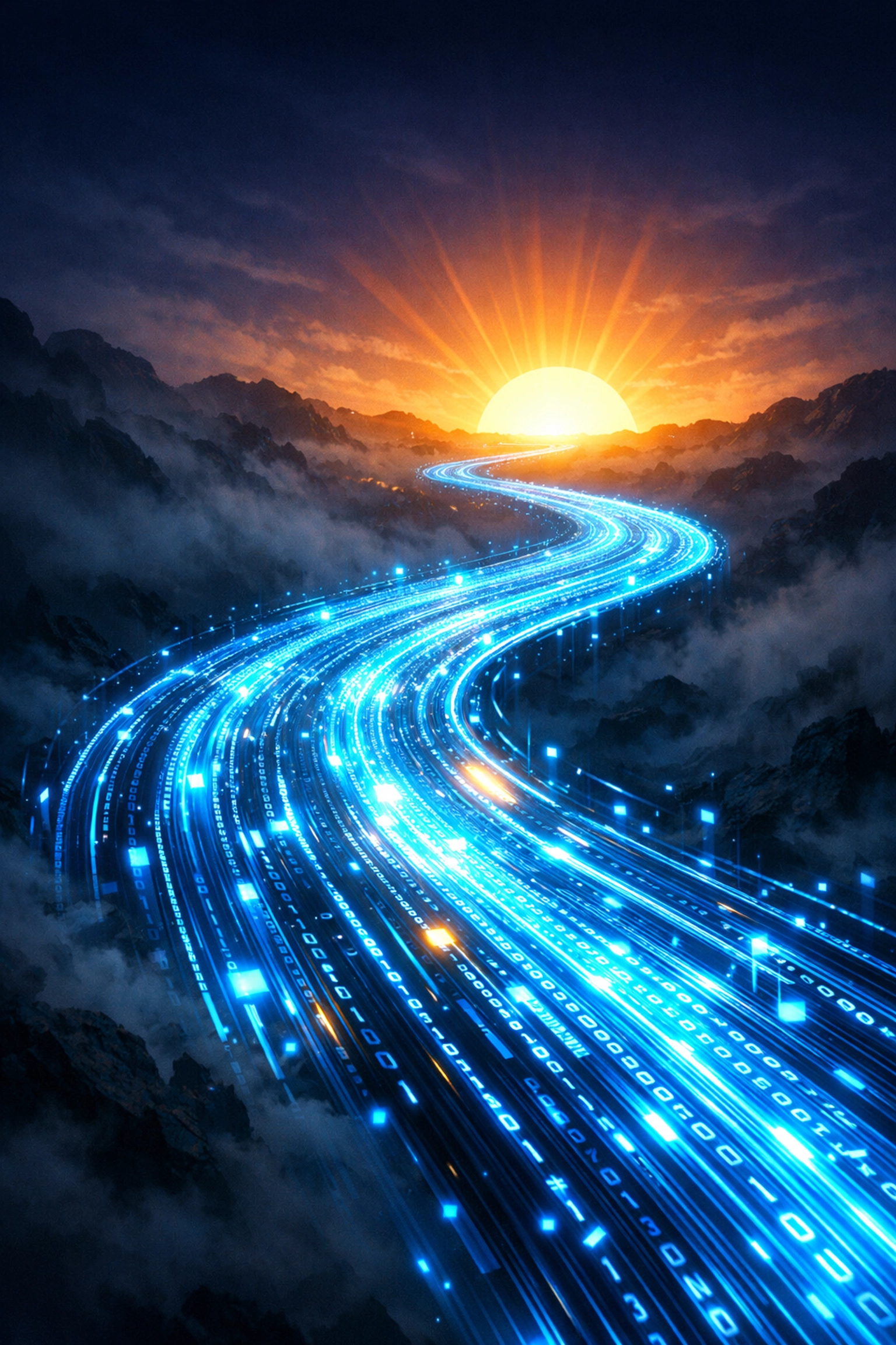 A clear digital roadmap path showing the journey toward fully automated and scaled AI customer support.