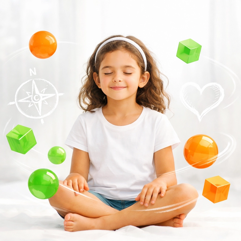 Young girl demonstrating emotional intelligence and peaceful confidence with the Complete Life Skills Platform.