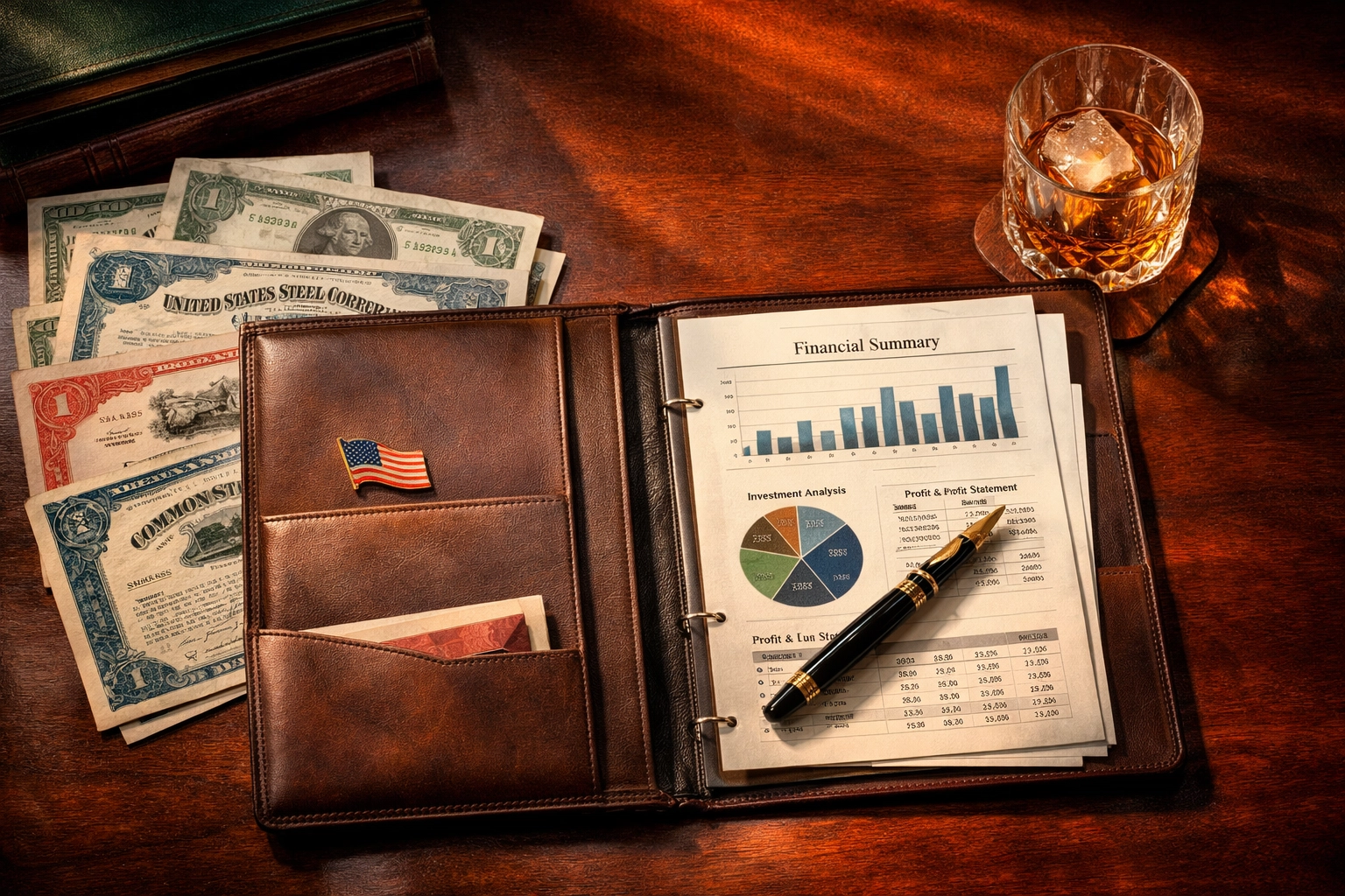 Traditional investment portfolio with bonds and stocks for accredited investors