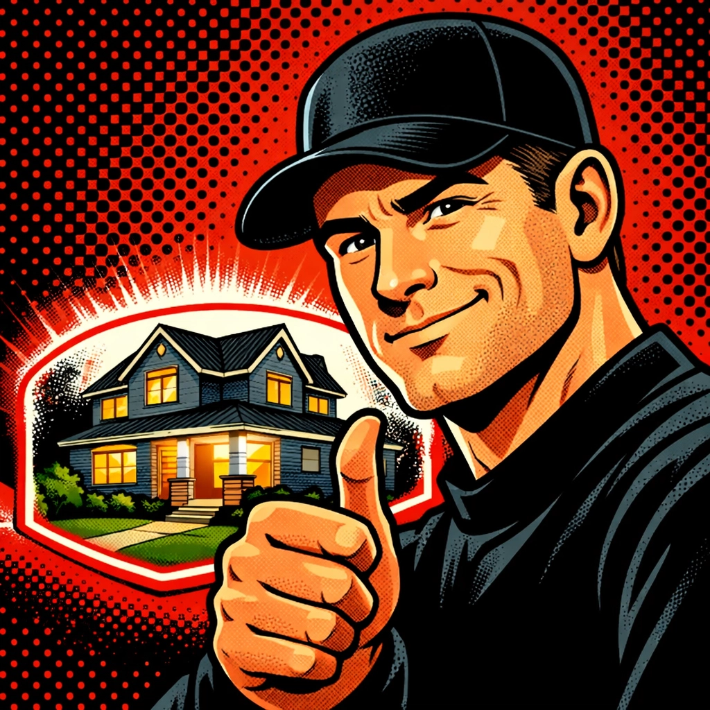 Confident technician giving a thumbs up in front of a home protected by the best pest control in Birmingham AL.
