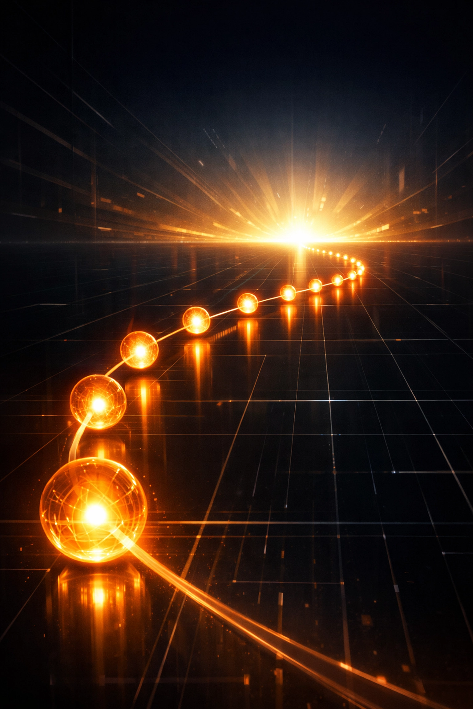 A glowing digital path representing automated sales follow-up touchpoints in a customer journey.