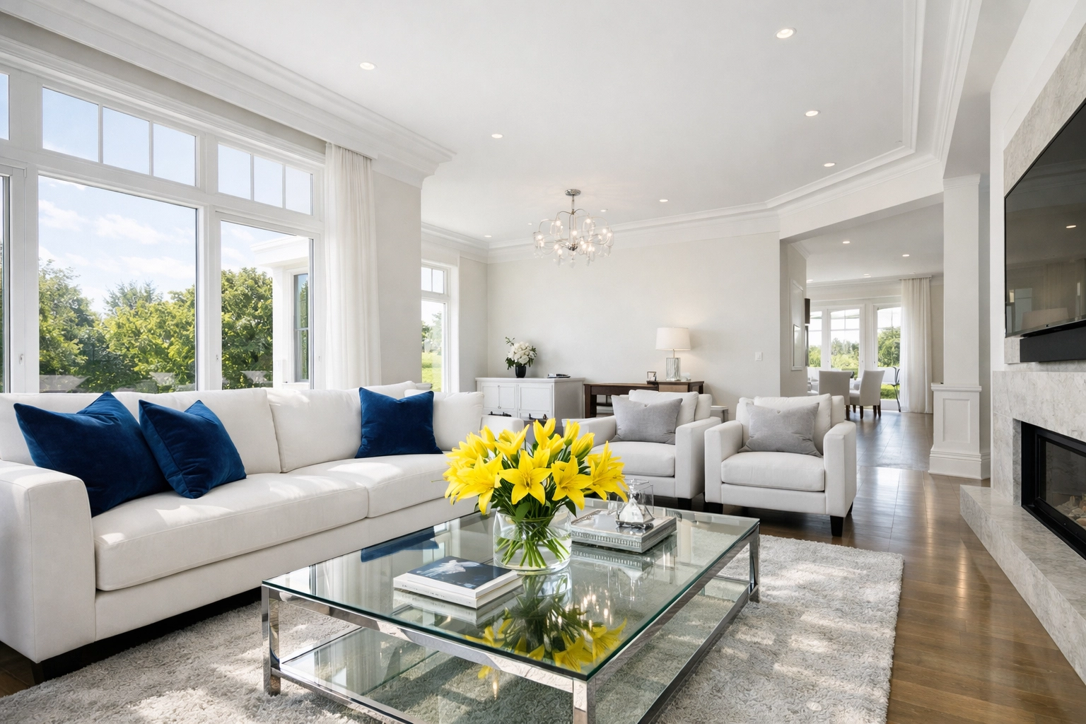 Immaculate luxury living room showing the results of professional deep cleaning Carlisle services.